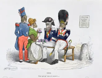 「誰が私を連れて行くのか」、「レメタモルフォーゼデュジュール」シリーズの似顔絵、1854年に再版
